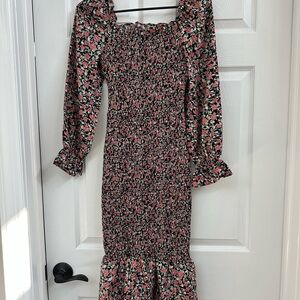 Floral Smocked Midi Dress